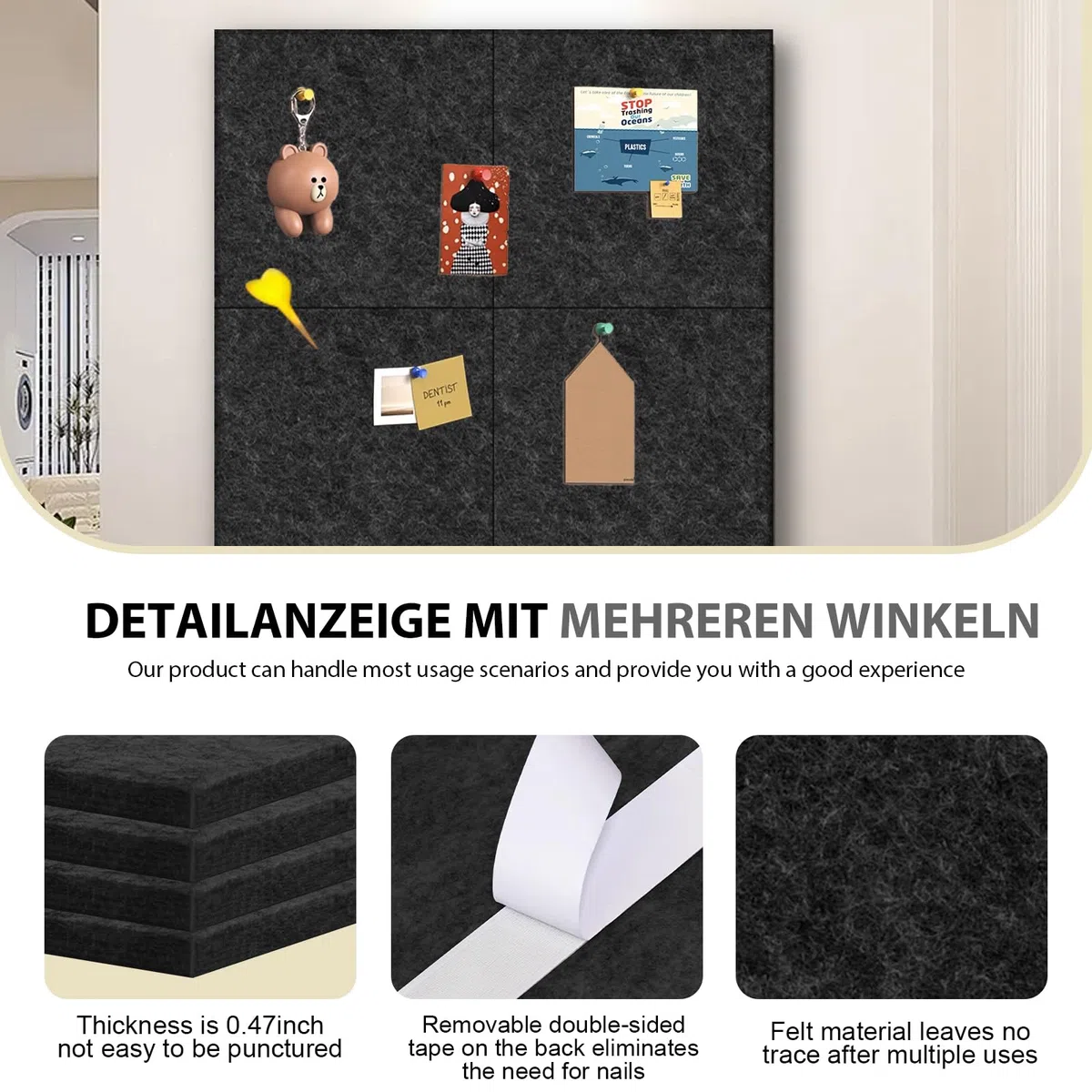 Fieltro protector de pared para diana de dardos, borde autoadhesivo, protección de pared, placas de corcho para dianas, azulejos de pared de fieltro, fondo universal para dardos, negro, 60 x 60