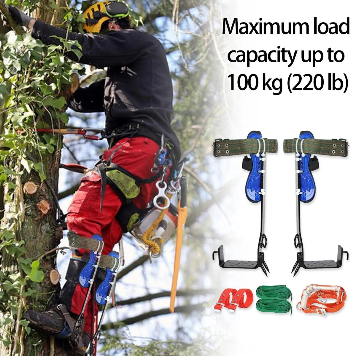 Juego De Púas para Trepar Árboles - Espuelas para Trepar Árboles, Herramientas Profesionales para Trabajar con Árboles con Púas | Pedal Antideslizante Equipo De Escalada con Púas Ajustable, Equipo