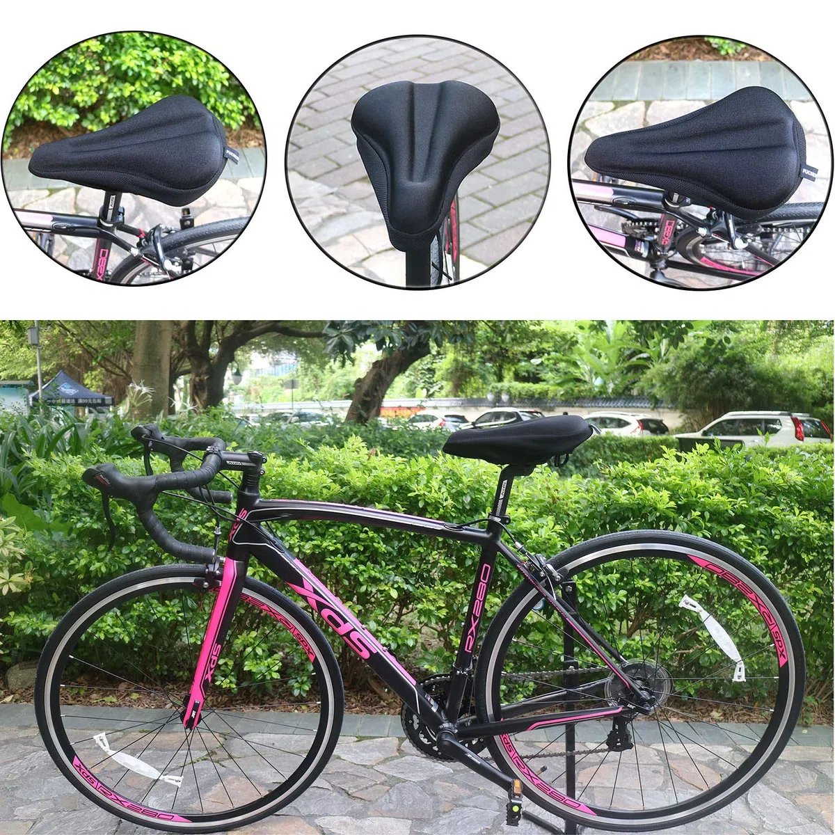 Funda de gel para asiento de bicicleta de 10.5 x 6.3 pulgadas, acolchada, tradicional, pequeña, para bicicleta de carretera, montaña, ciudad, ciclismo, gran ayuda en las llagas del sillín