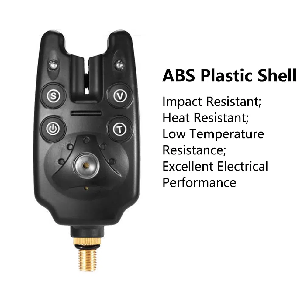 Alarma de picadura de pesca, alarma de picadura de pesca con indicador LED, alarma de mordida con control de volumen + tono, alarma de picadura de pesca de carpa y lucio, indicadores de bocina de