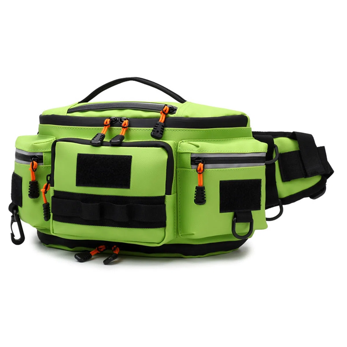 Tnfeeon Bolsa de Pesca con Cabestrillo de Tela Oxford, Riñonera para Aparejos, 36x15x19cm, Organizador Expandible de Múltiples Compartimentos con Ganchos Externos para Hombres, Pesca, Ciclismo,