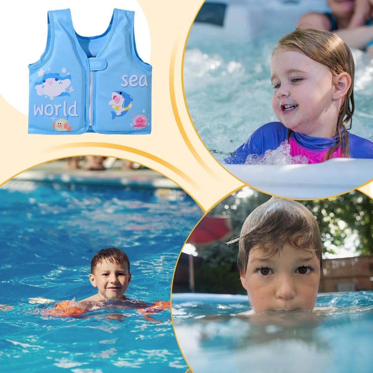 Chaleco Natación Infantil - Chaleco De Seguridad Ergonómico Y Ligero,Chaqueta Flotadora Infantil,para Niños Y Niñas De 2 A 6 Años, Uso En Piscina, Playa Y Viaje Al Aire Libre