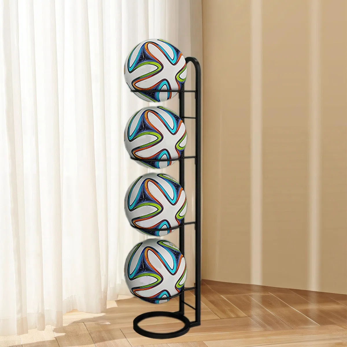 harayaa Soporte Vertical de Baloncesto, Estante de Almacenamiento de Baloncesto, Soporte de Pelota de Metal, Organizador de Equipos Deportivos