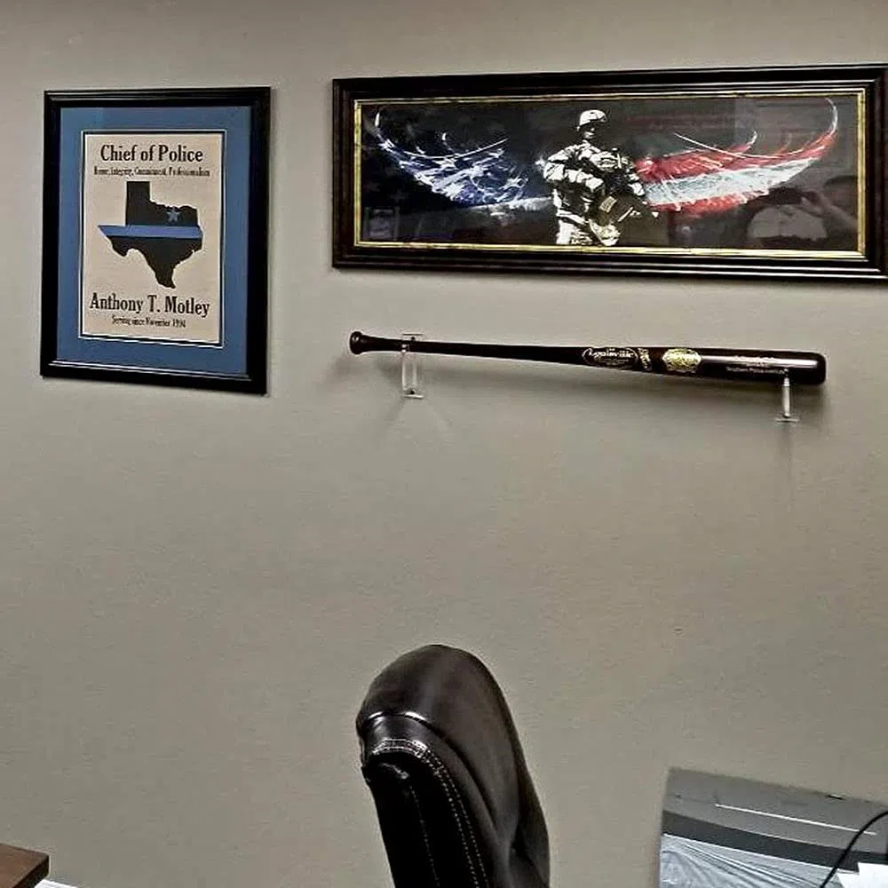 2 Piezas Bate de Béisbol Montado Pared, Percha de Bate de Béisbol, Soporte de Exhibición de Bate de Béisbol Horizontal de Montaje Acrílico Transparente, para Bate Béisbol, Softbol, ​​Palo Hockey