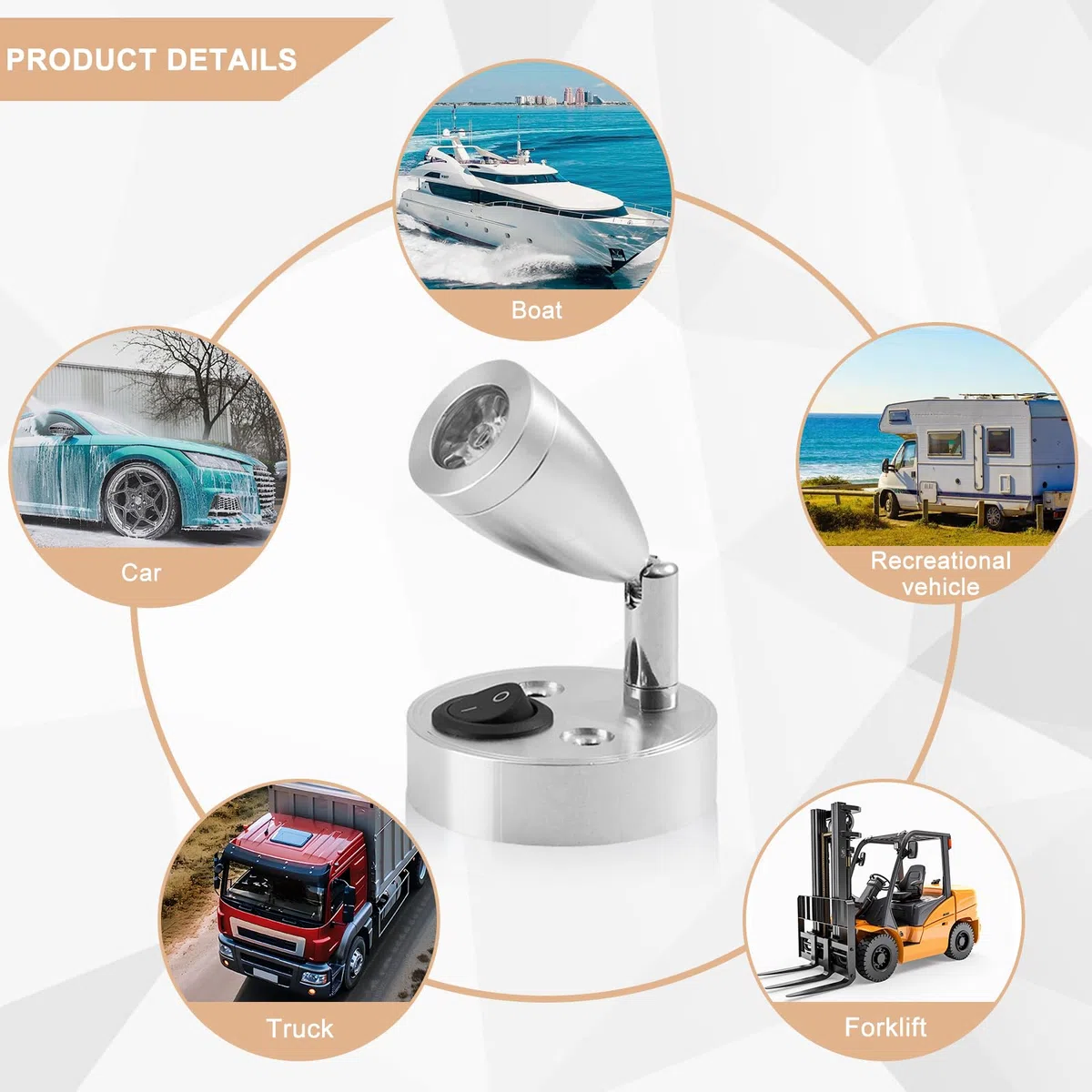 2 lámparas LED de lectura 12 V, luz blanca cálida 3000 K, 3 W, iluminación interior de autocaravana, interruptor ajustable, lámpara para caravana, barco