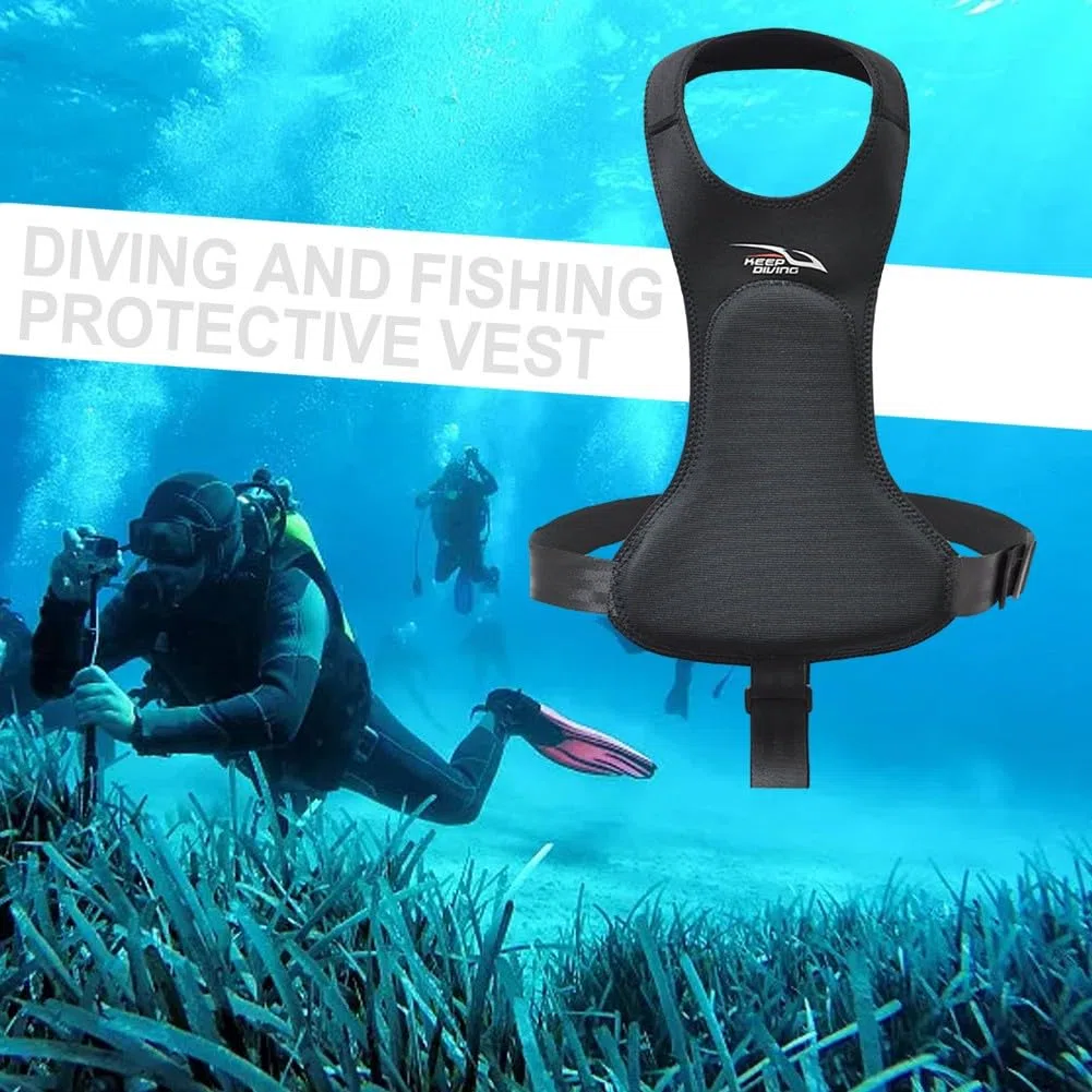 DAZZLEEX Almohadilla de pecho de neopreno para arpón, almohadilla elástica para el pecho de caza, chaleco acolchado profesional para buceo, pesca