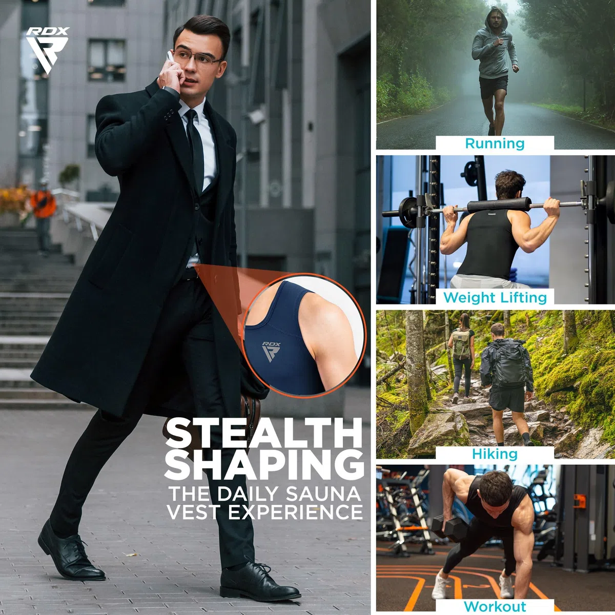 RDX Chaleco para Hombre para Entrenamiento de Gimnasio, Camiseta sin Mangas para Entrenamiento de pérdida de Peso y Ejercicios de Adelgazamiento, Moldeador de Cuerpo sin Mangas para Levantamiento