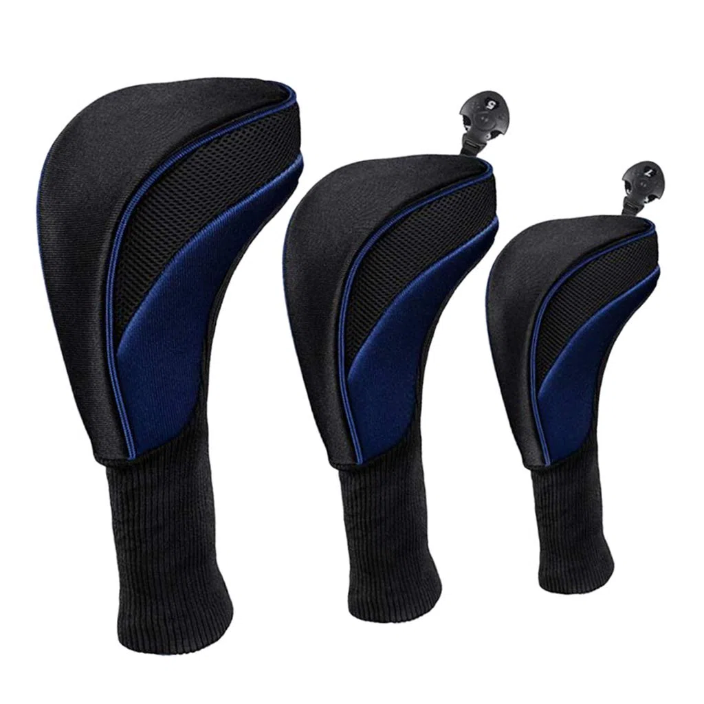 3pcs Golf Wood Top Long Neck 400cc Driver Headcover Proteger