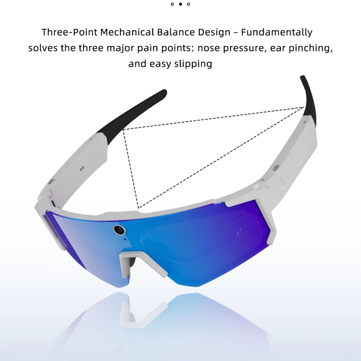 Tosuny Gafas Inteligentes 4K AI con Cámara, Gafas de Sol Bluetooth para Ciclismo, esquí y Deportes Al Aire Libre, Control de Voz, Cancelación de Ruido ENC, Estabilización de Imagen EIS, (Blanco Azul)