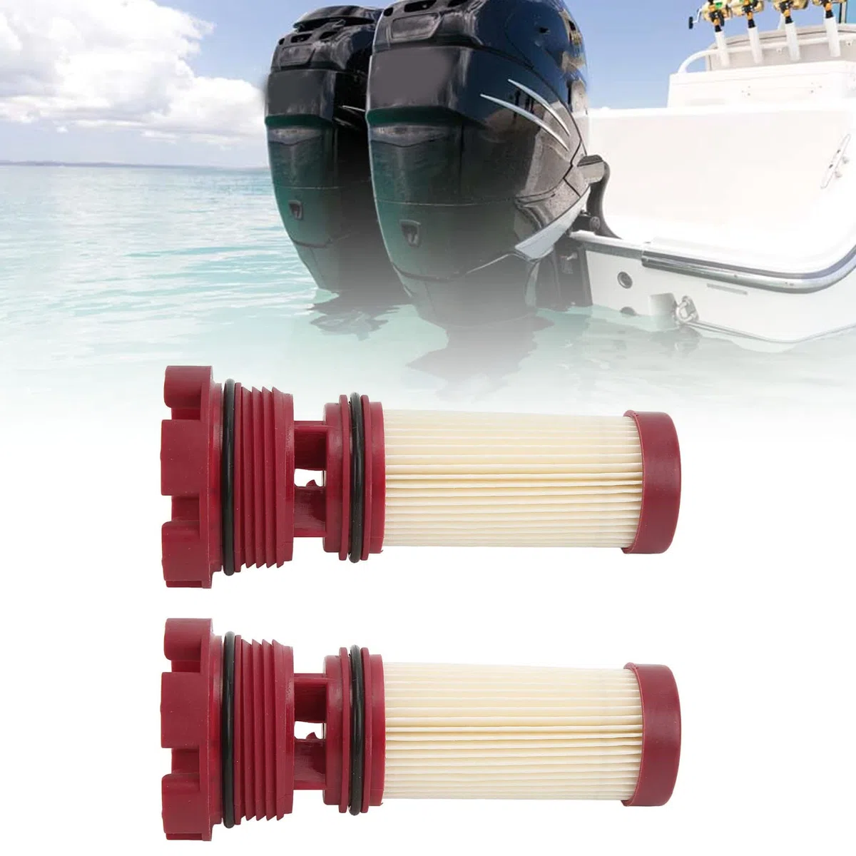 Qiilu Filtro de CombustiblePara Verado Fueraborda 2 Uds Filtro de Gasolina y Aceite de Combustible 35 8M0060041 Accesorios de Motor Fueraborda de Yate