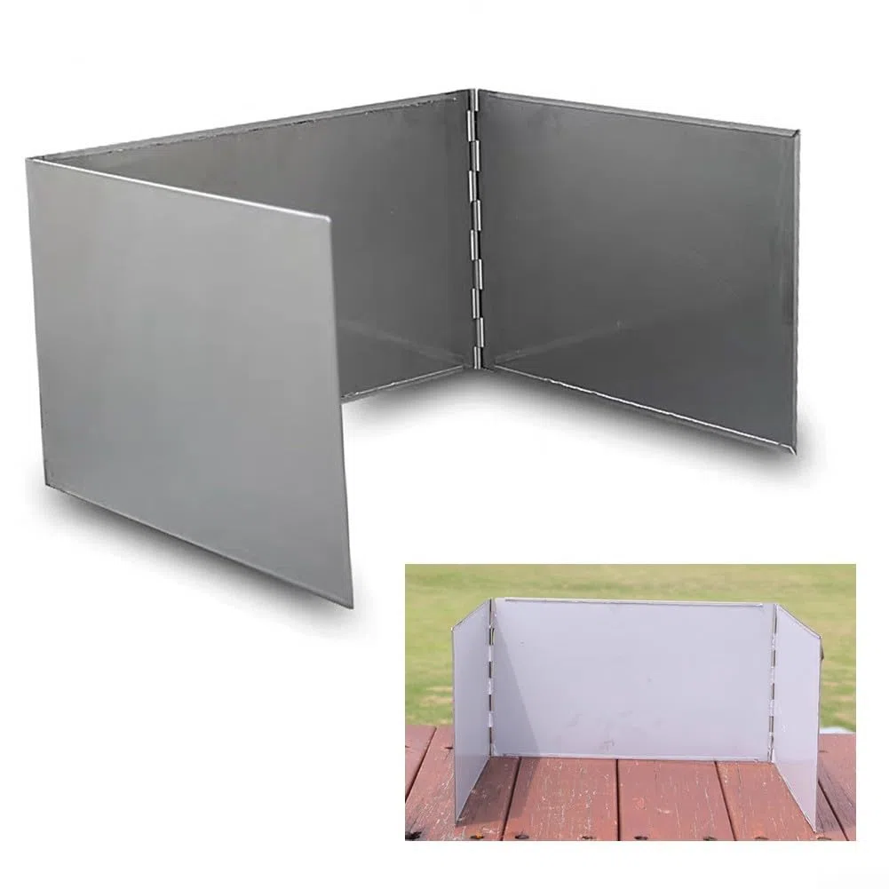 DAZZLEEX 3 placas plegable estufa de camping Windsheild, pantalla de viento para estufa de mochilero, estufa de picnic al aire libre, estufa de alcohol, protector de viento