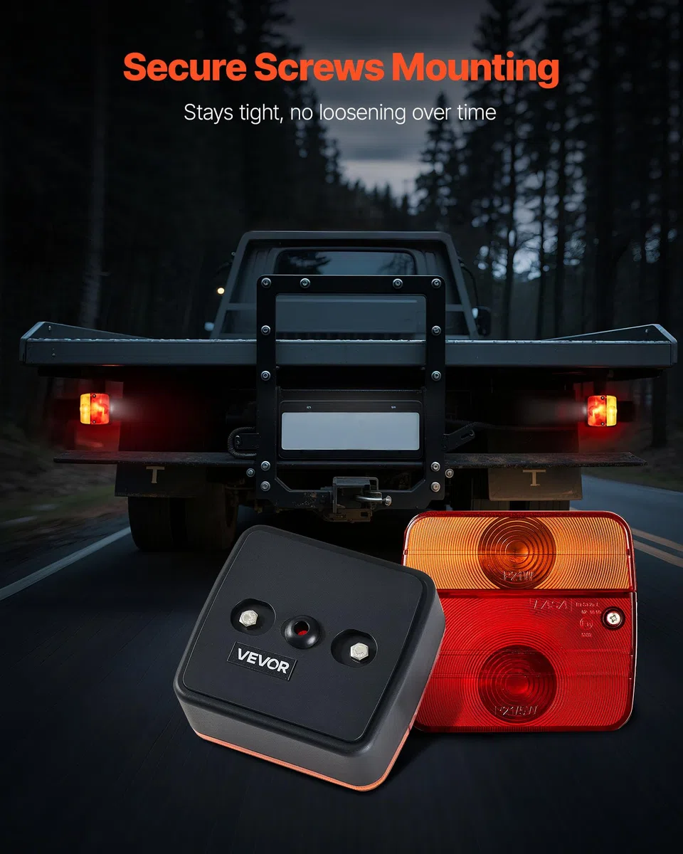VEVOR Juego de 2 Luces para Remolque, con 4 Modos de Luz de Freno, Giro, Trasera y Matrícula, Impermeables y a Prueba de Polvo, con Cable, Apto para Camión, Barco, Autocaravana, 103 x 95 x 51 mm