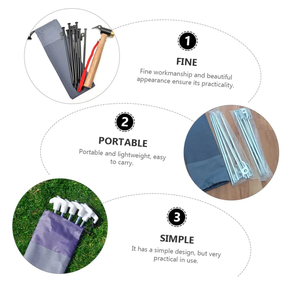 Bolsa para Estacas De Tienda 30 Cm De Tela Oxford Resistente, Paquete De 4 Unidades, Almacenamiento Portátil para Campamento y Actividades Al Aire Libre