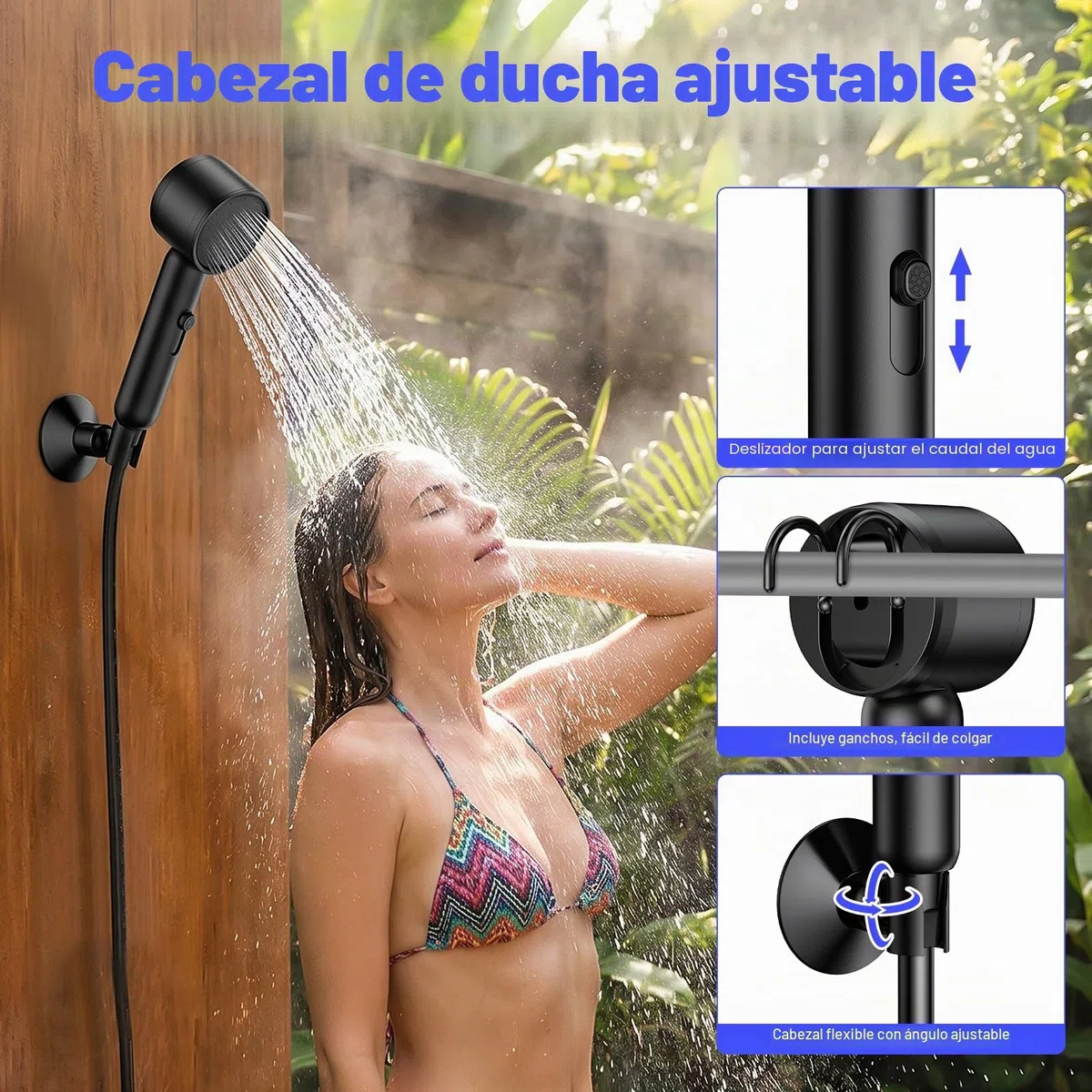 Rsaoty Ducha Portatil, 4000mAh Eléctrico Portátil Recargable Ducha, Ducha Camping con IPX8 Impermeabilización, Transmisión Ajustable, para Camping, Plantas de Jardín,Coche, Lavar al Perro