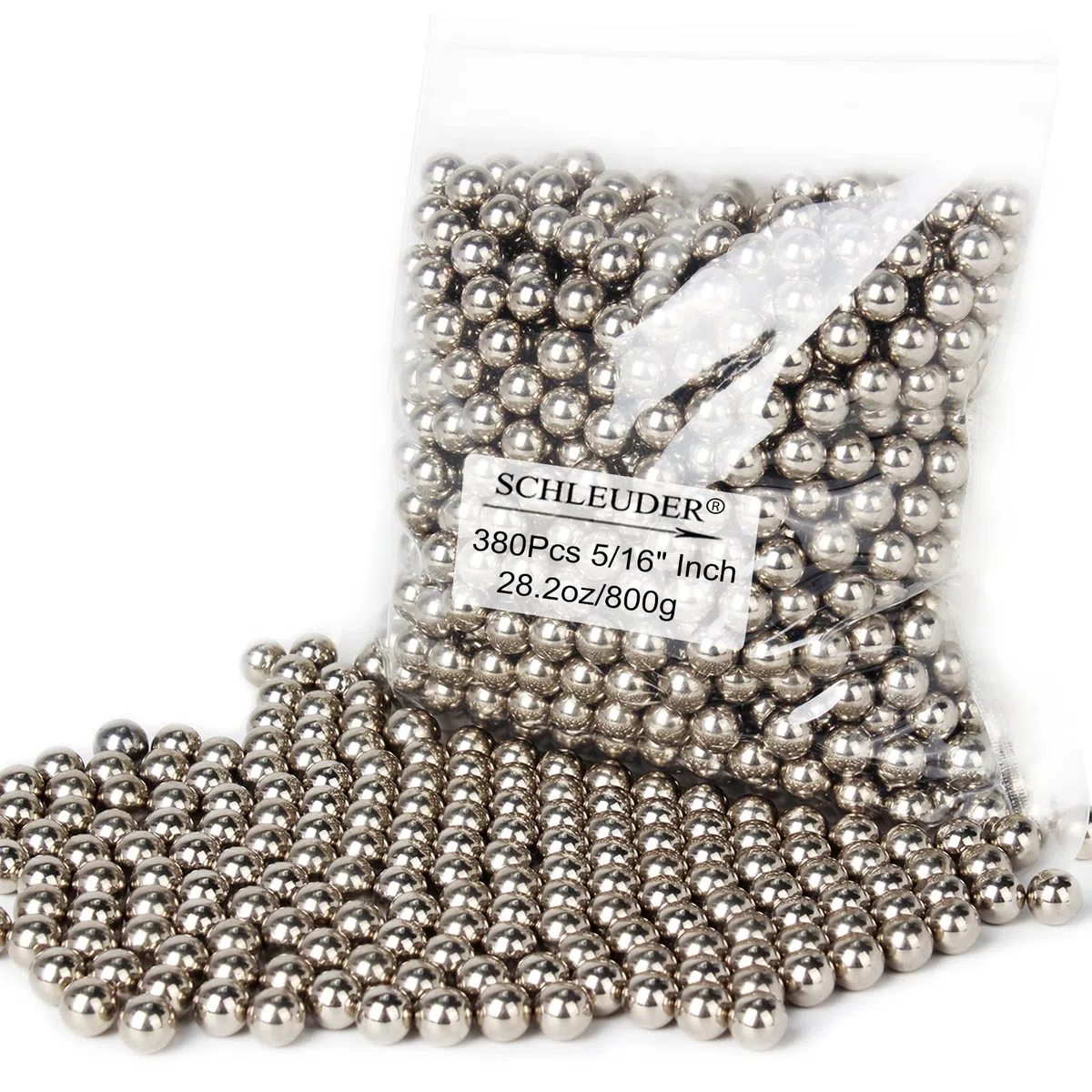 Tirachinas Bolas de Acero Munición,8mm 382pcs Antióxido Niquelado Bolas de Acero al Carbono, para Tiro Catapulta de Caza Potente