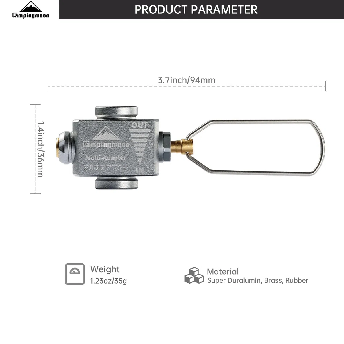 Campingmoon - Adaptador de Repuesto para depósito de Gas isobutano/butano, Adaptador de Estufa de Camping, válvula Lindal