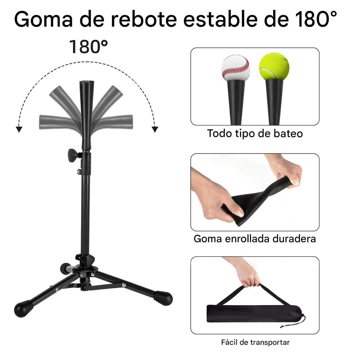 Bates De Béisbol para Práctica,Bateo para Softball - con Bolsa Trípode Altura Ajustable Portátil para Principiantes Adecuado para Edades 3-8