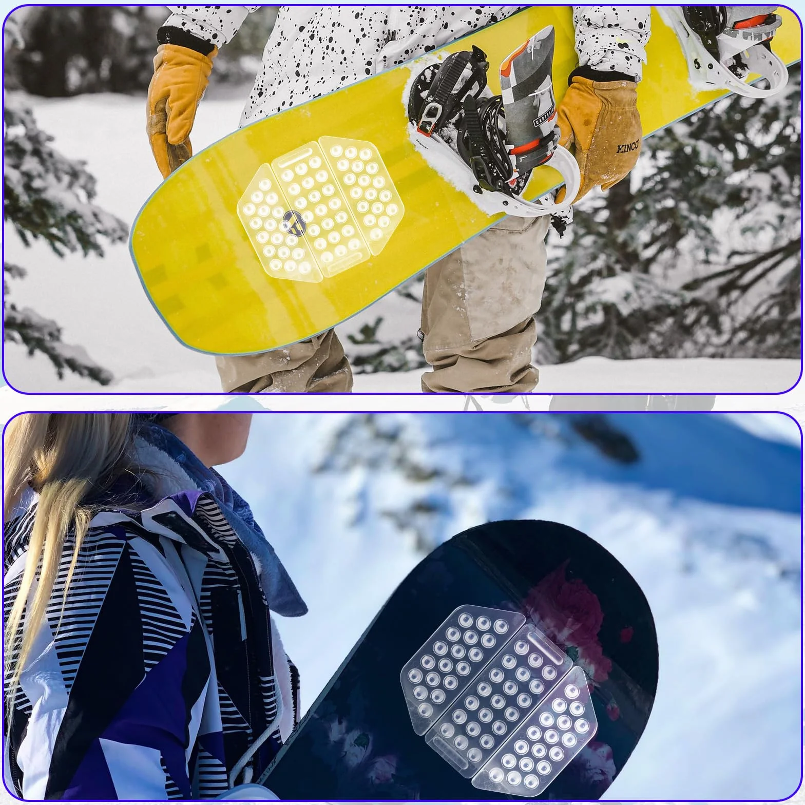 LUTER 6 Piezas Almohadillas para Stomp de Snowboard, Almohadilla para Pies Antideslizante Autoadhesiva Almohadilla para Stomp con Púas Proporciona Agarre Adicional para Snowboard Hombres Mujeres