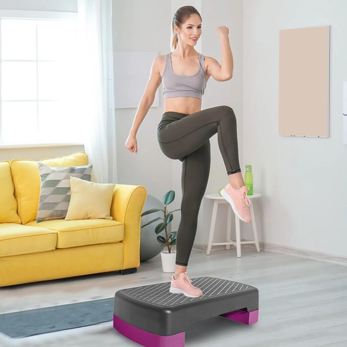 Plataforma Step - Step Fitness Antideslizante Con Altura Regulable - Tabla De Ejercicio Con Base Antideslizante En Casa Gimnasio Oficina Carga Ideal Piernas Y Glúteos