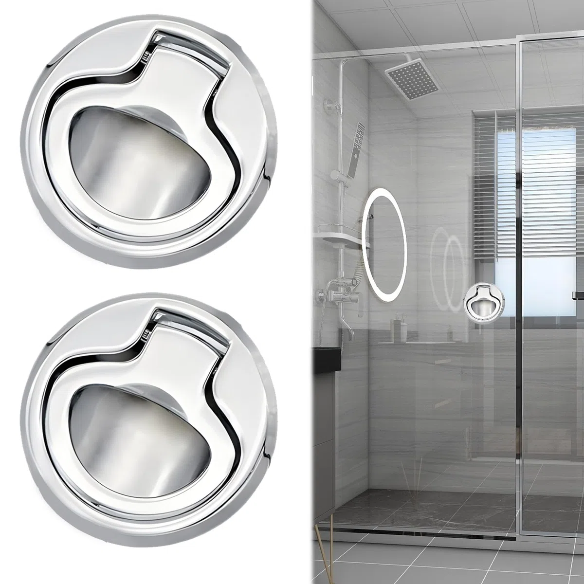 2pcs Trampilla para botes,acero inoxidable tirar de la escotilla Hatch Latch Slam Latch para RV Marine Boat RV Plata