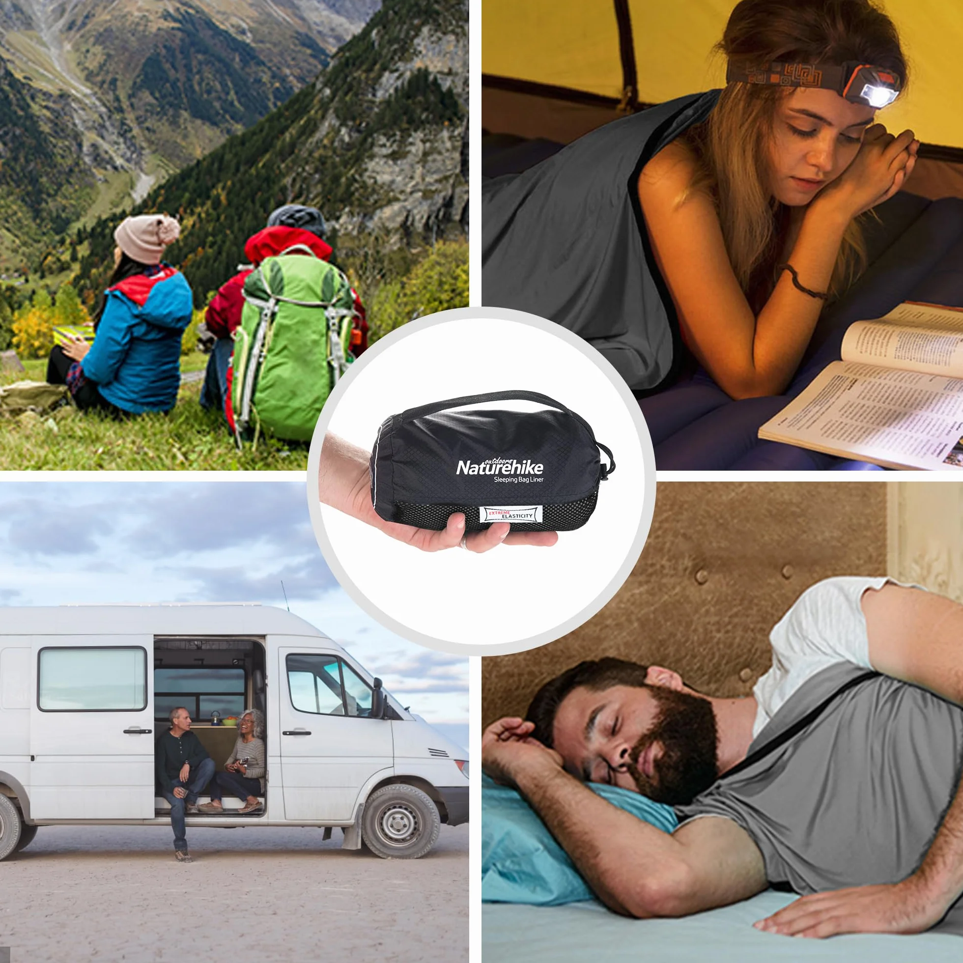 Naturehike Sábanas para Sacos de Dormir de Viaje Sábanas de Viaje Ligeras para Acampar Sólo 360 g Saco de Dormir Portátil Adecuado para Acampar, Viajar, Albergues, Picnics, Aviones, Trenes