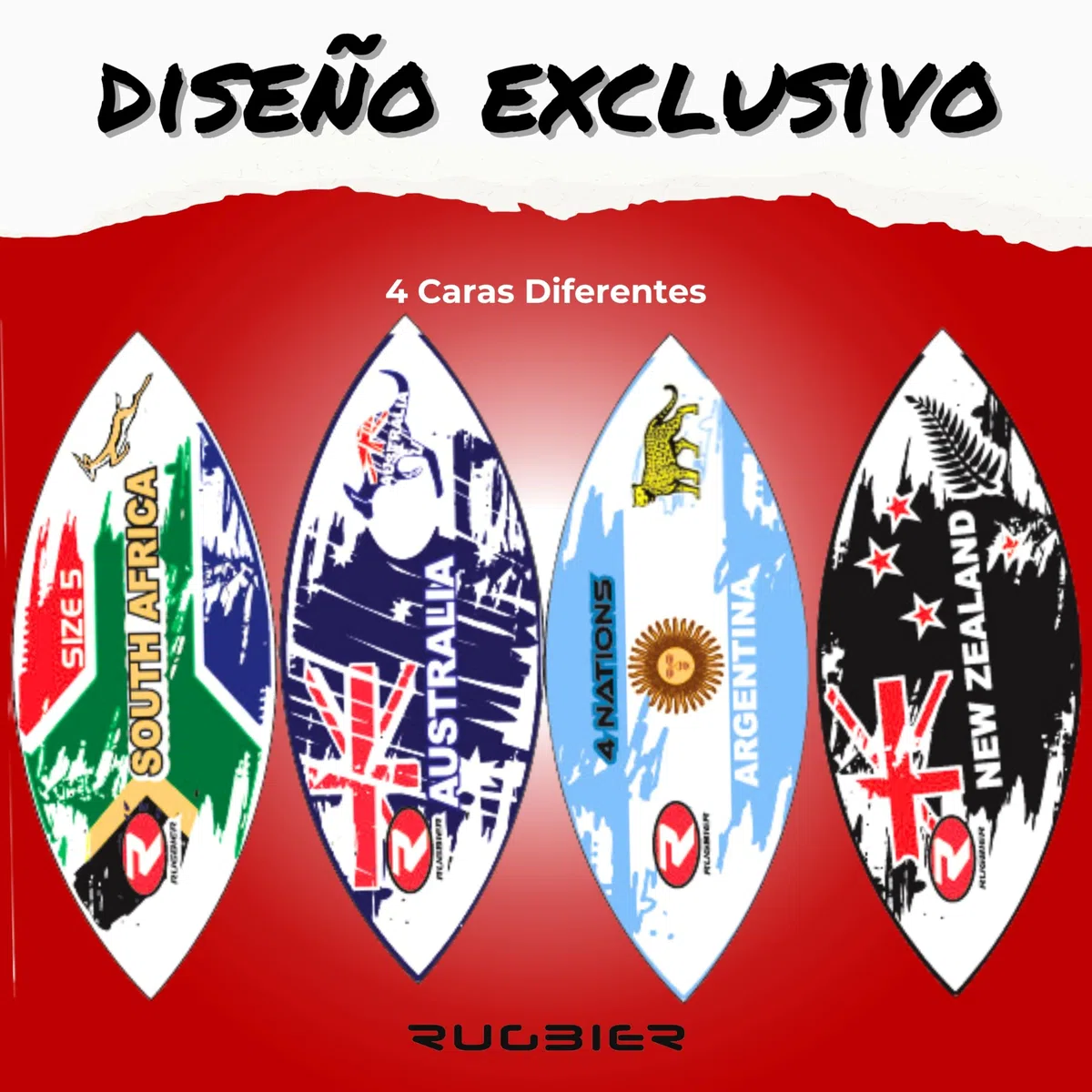 Balón de Entrenamiento para Rugby - Talla 5 Training – Alta Gama - Entrenamiento y Juego - Categorías Masculinas y Equipos Senior – 4 Naciones