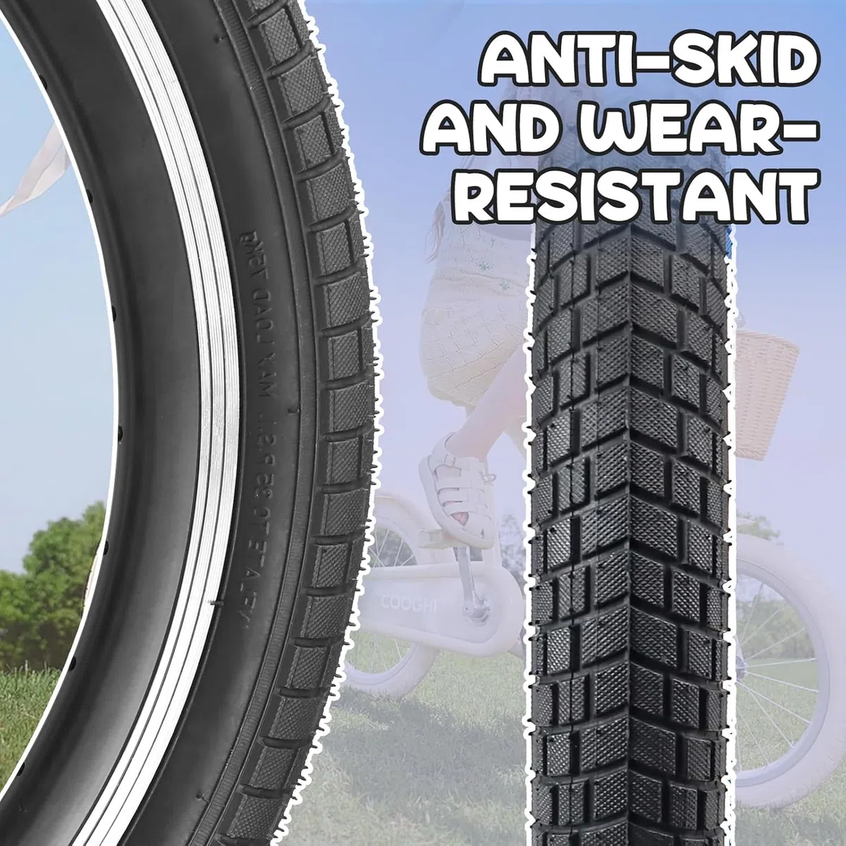 ZUKKA Neumáticos de Bicicleta para niños, 20 x 2,125, 20 Pulgadas, neumáticos de Repuesto Plegables, Aptos para Bicicletas Infantiles, neumáticos BMX