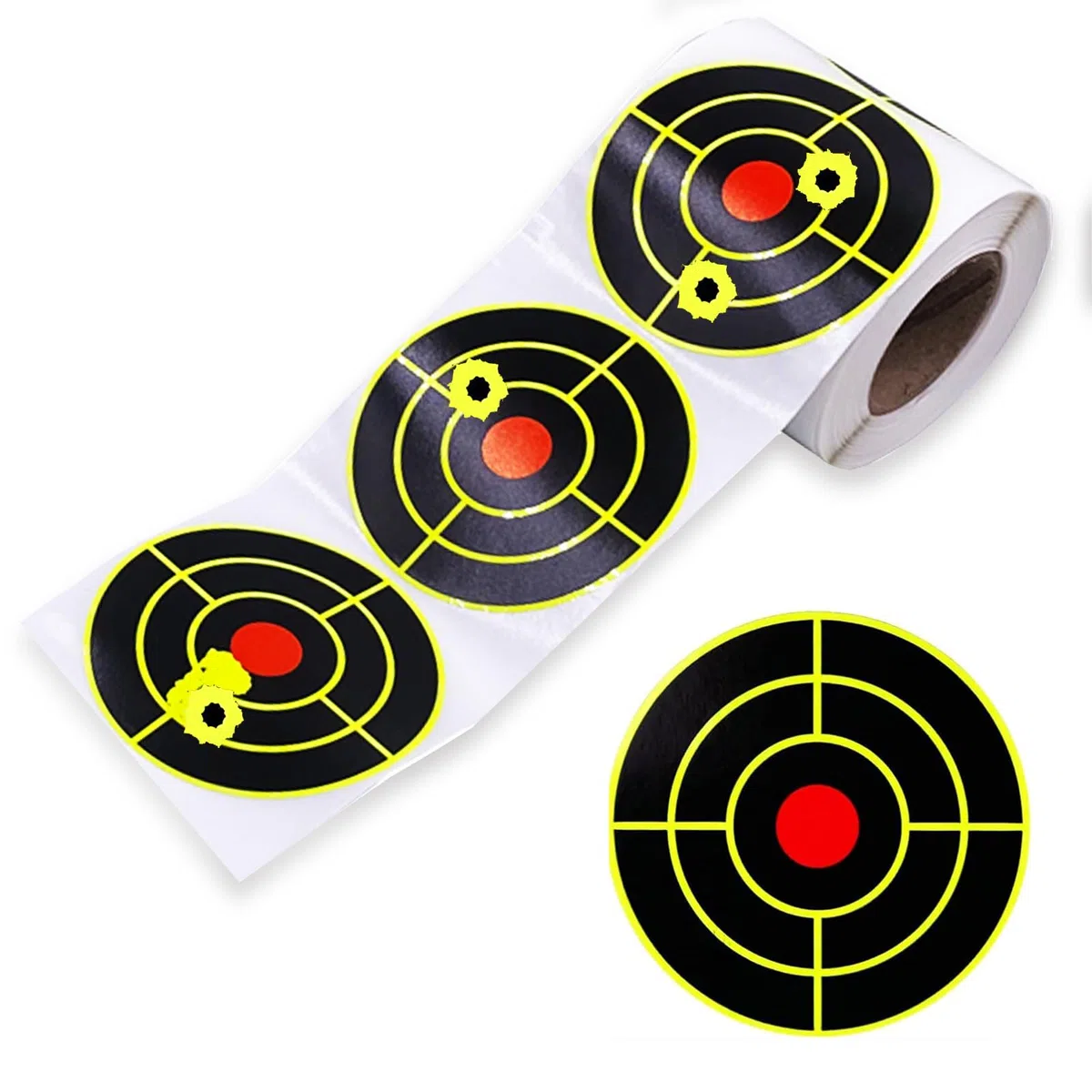 Paquete de 200 dianas autoadhesivas para salpicaduras con discos de disparo reactivos de impacto amarillo fluorescente, dianas de papel de 7,6 cm para ejercicios de tiro con rifle, pistola, Airsoft