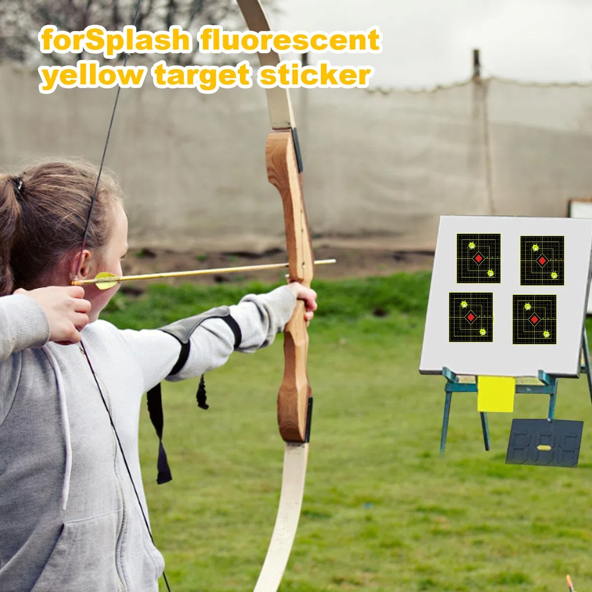 Range Targets Splatter - 100 hojas de calcomanías reactivas de diana | 6 pulgadas adhesivas reactivas amarillas fluorescentes para práctica de tiro con arco, puntos de objetivo autoadhesivos