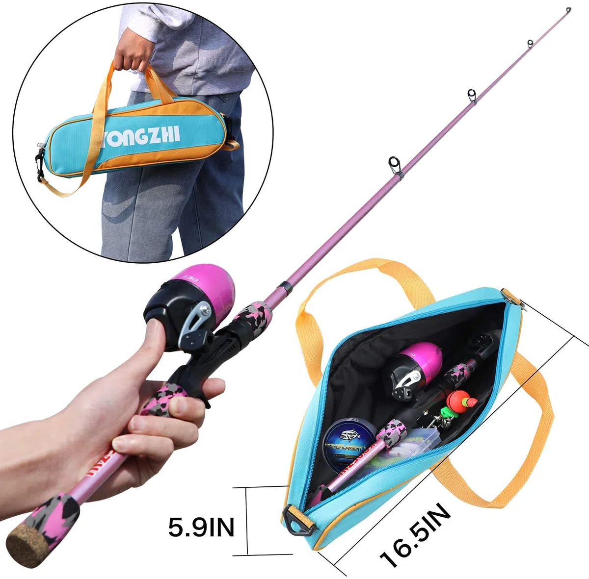 Sougayilang Kids Fishing Rods,Portable Telescopic Fishing Rod and Reel Combo, with Fishing Line Lures Spincast Fishing Tackle Bag for Youth, Girls and Boys Traveling Kid Fishing Pole