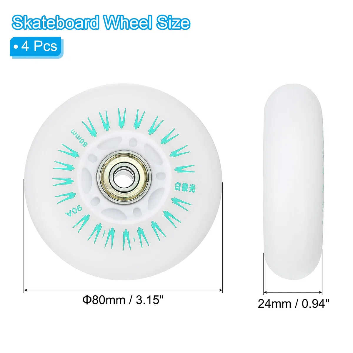 PATIKIL Ruedas de Patines en Línea con Luces de Colores 80mm, 4 Piezas de Ruedas de Patines en Línea LED Parpadeantes 90A PU con Rodamientos para Reemplazo de Scooter, Verde