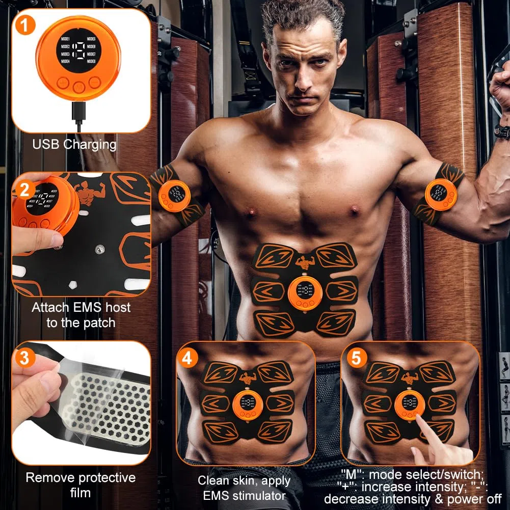 Aolso EMS Electroestimulador Muscular - Estimulador Muscular Abdominal, USB Recargable, Hombres Y Mujeres para Abdominales, Brazos, Piernas y Glúteos