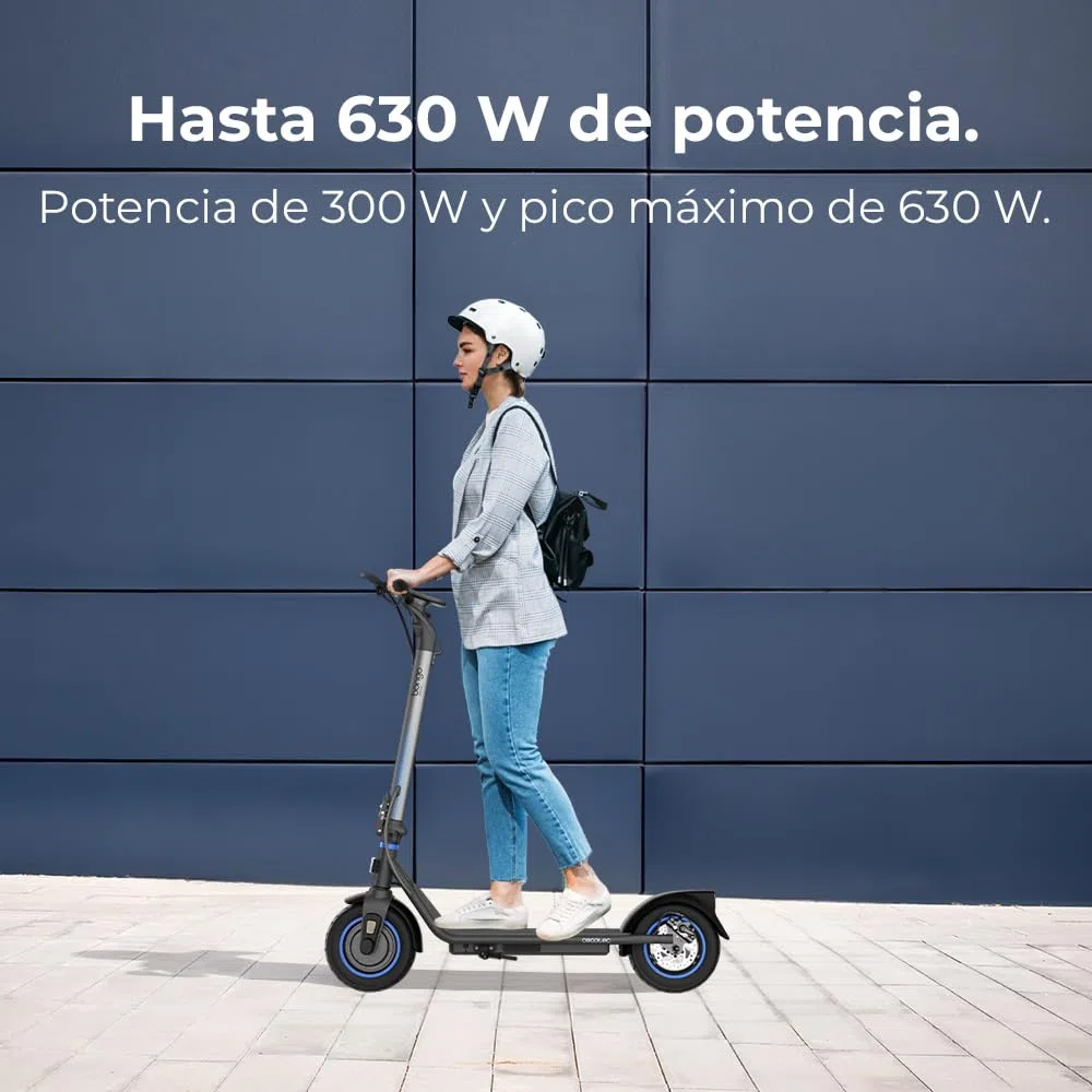 Cecotec Patinete Eléctrico Homologado con App Bongo D20 XL Connected. Potencia Máxima de 630W, Autonomía de hasta 20km, Ruedas de 10”, Supera Pendientes, Freno Delantero y Trasero