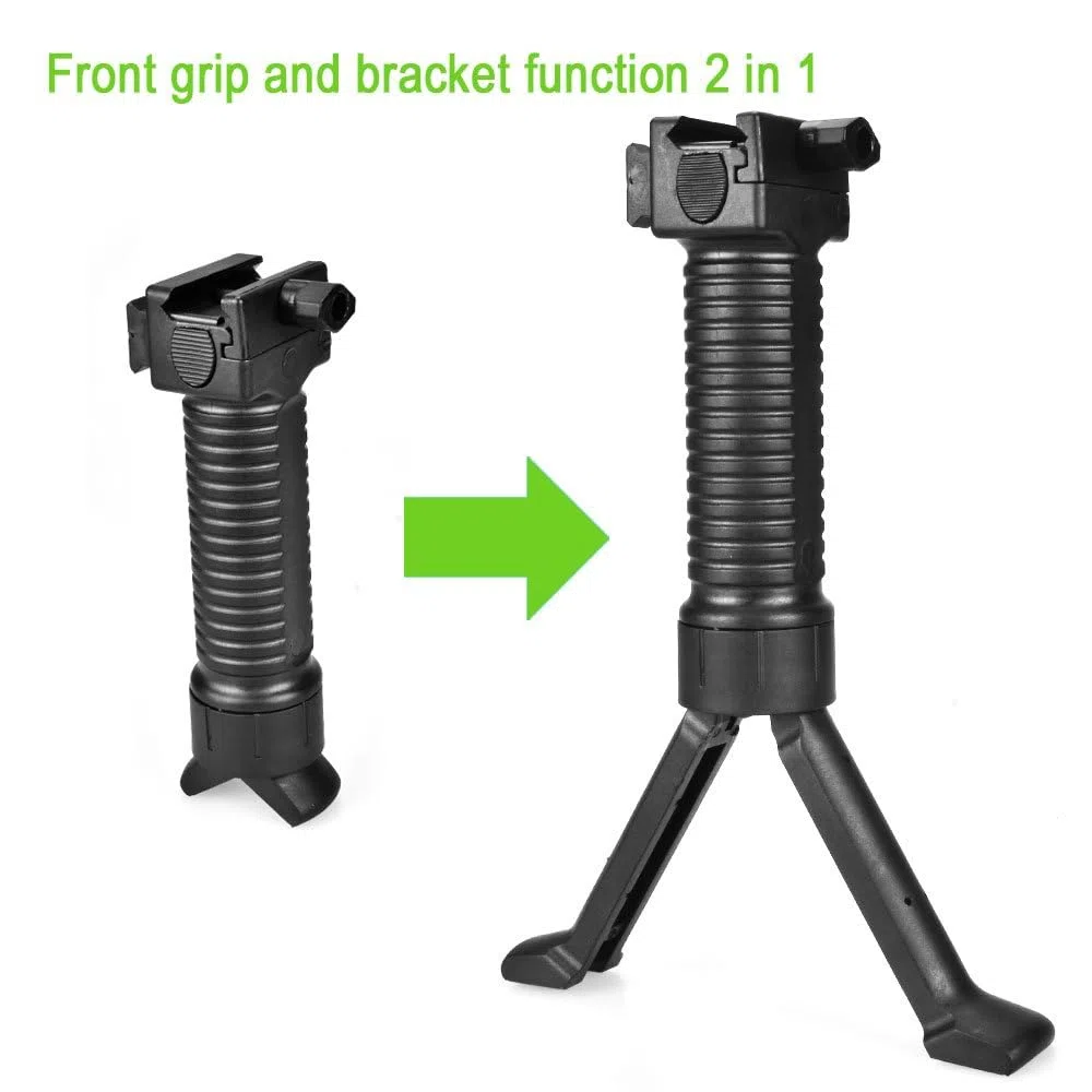 OTraki Bipode para Rifle 20mm Grip Bípodes Mount 2 en 1 Plegable Universal Bípode para Pistola de Aire Rifle para Armas de Caza, Multiángulo, Negro
