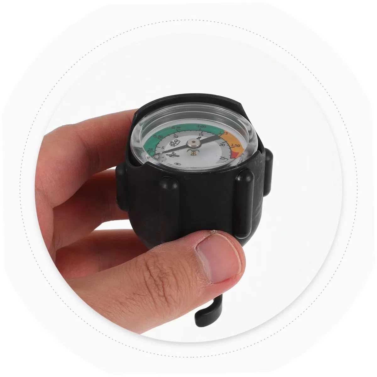 BESPORTBLE Manómetro de Presión para Kayak y Embarcación Inflable, Medidor Versátil de Aire Acero Inoxidable y Cuerpo de Goma para Deportes Acuáticos