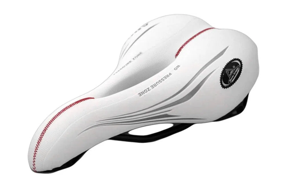 Montegrappa - Sillín con orificio antiprostático para bicicleta de carreras, senderismo, cross y MTB, de piel sintética, mod. Argo blanco