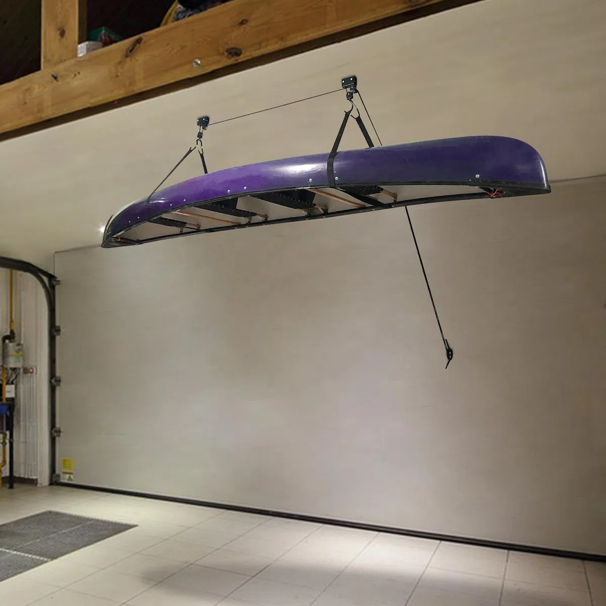 Sistema de polea de techo para kayak, gran carga de 57 kg, ahorro de espacio, adecuado para almacenamiento, sótanos, garajes