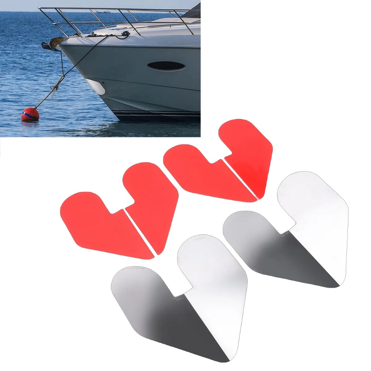 2 Protectores de Proa para Barco, Protector de Proa con Muescas de Acero Inoxidable con Pegatina Autoadhesiva, Antioxidación para Remolque de Barco, Bordes Lisos Pulidos de