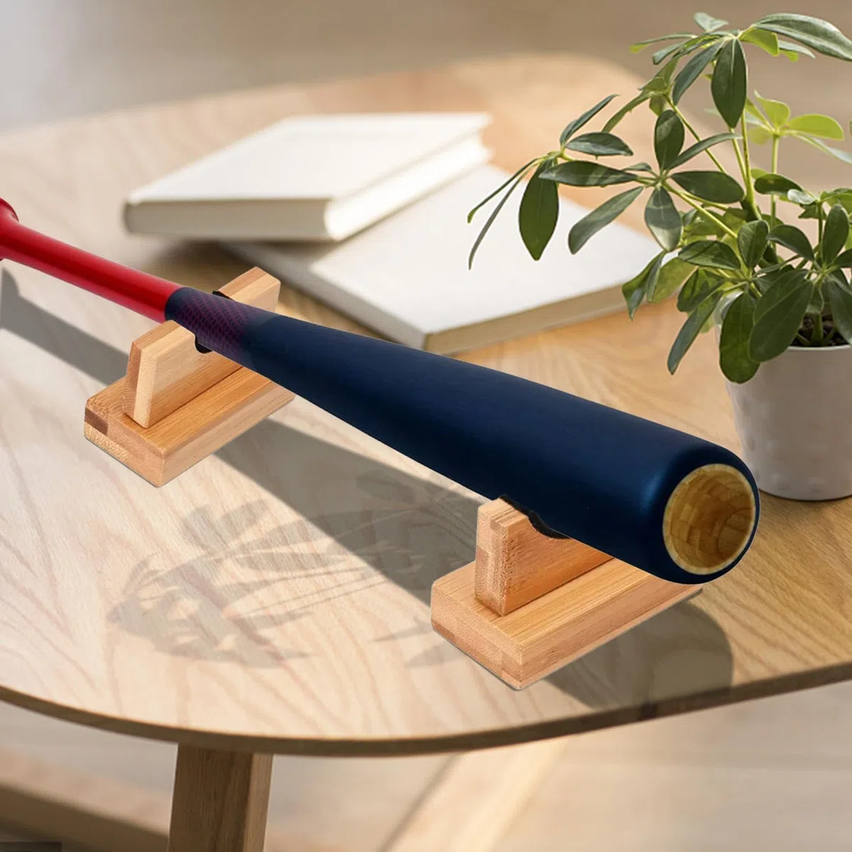 Soporte de almacenamiento para bates de béisbol, soporte de madera estable para bates de béisbol, soporte multifuncional para bates de béisbol, soporte para bates de béisbol para escritorio y alféizar