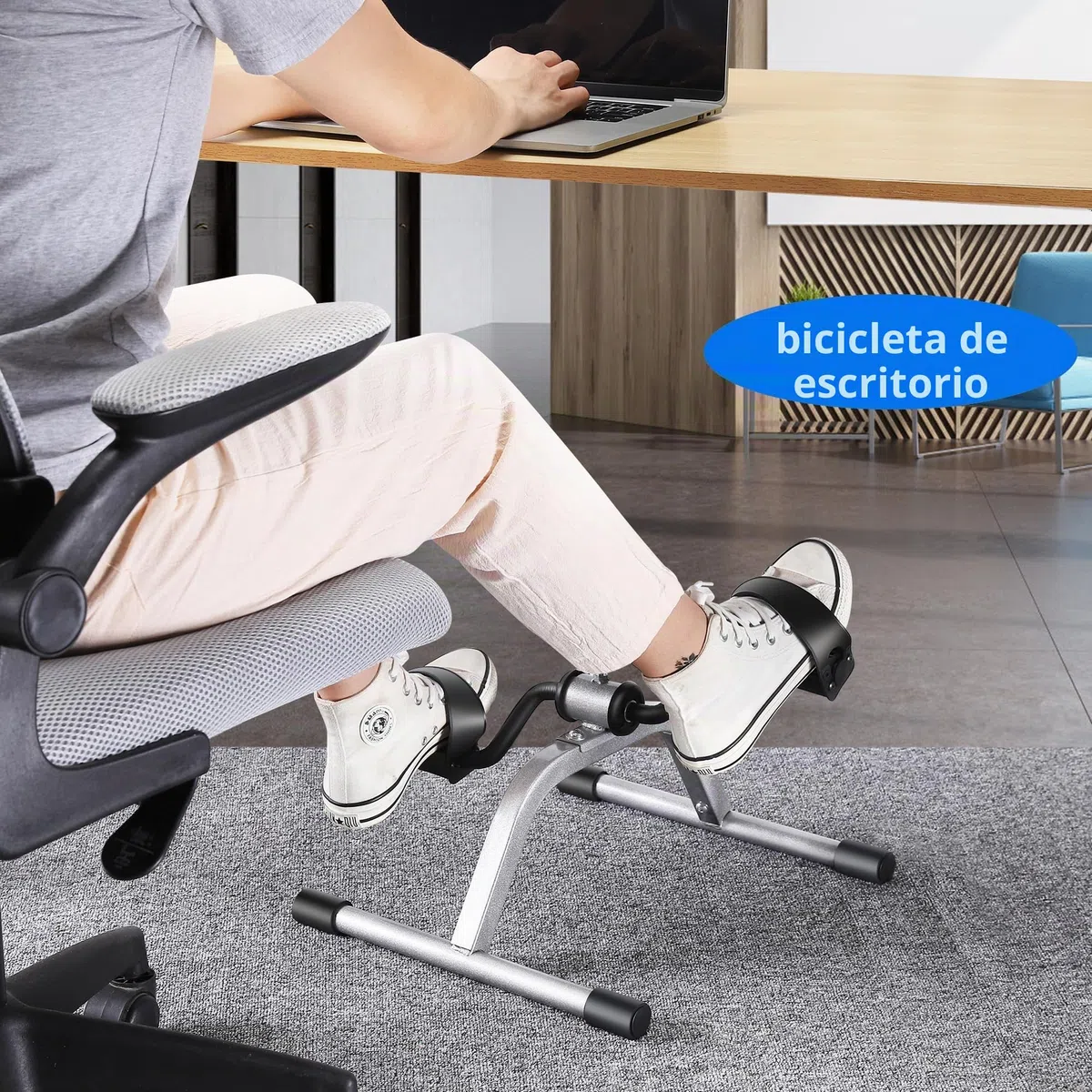 RYGEO Ejercitador de pedales para debajo del escritorio, mini ejercitador de pies, resistencia ajustable, silencioso, para el hogar, fitness, gimnasio, entrenamiento, piernas, brazos