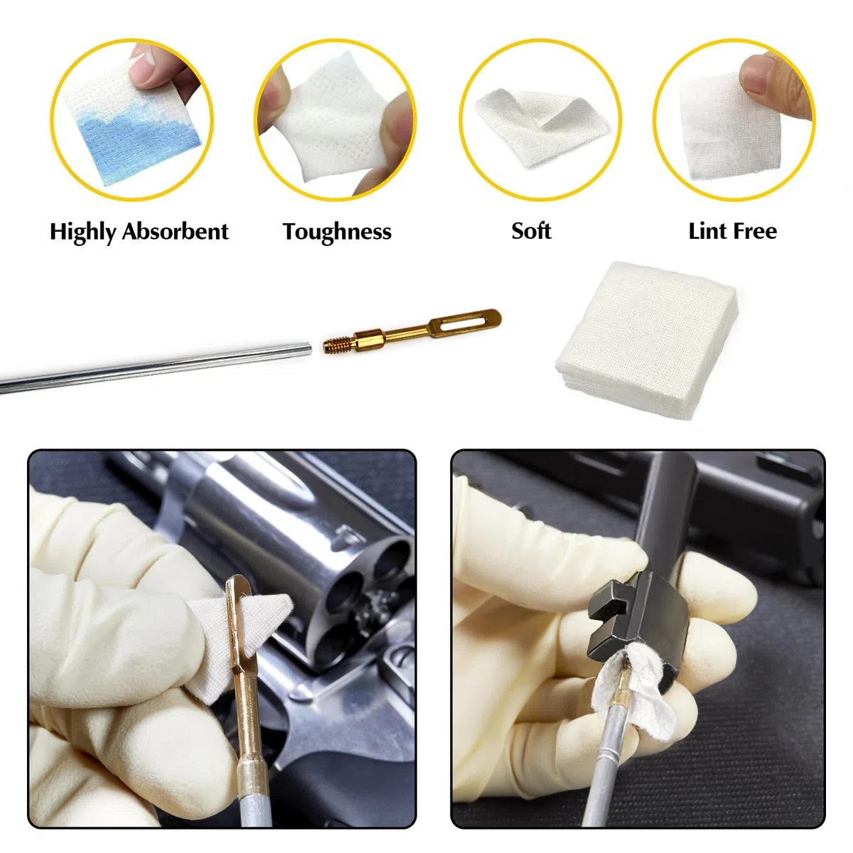 GUGULUZA 357cal - Kit de limpieza de armas para pistola de 9 mm, incluye cuerda de limpieza de barril, cepillo y soporte para parches