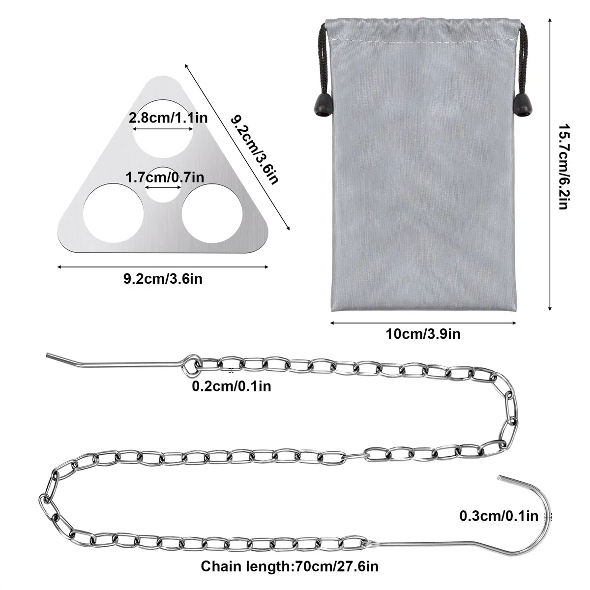 Trípode de Camping Tabla de Barbacoa con Cadena Ajustable Equipo de Parrilla de Trípode para Fogata para Colgar para Exterior