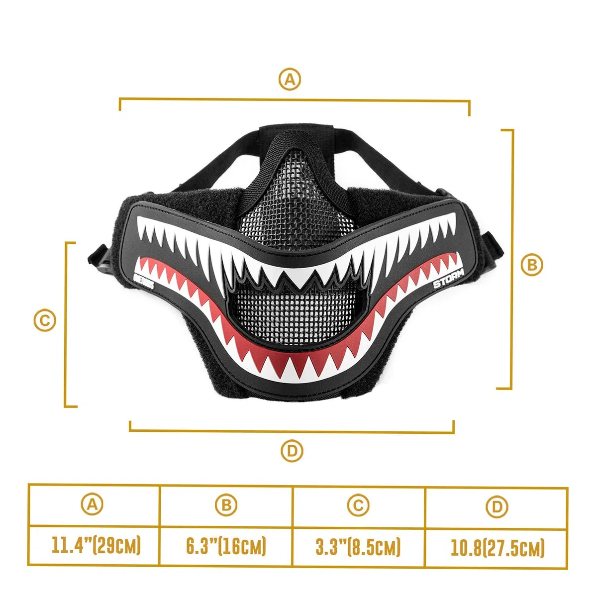 OneTigris X Storm Máscara Táctica Plegable de Media Cara con Malla + Parche Moral para Practicar Airsoft y Paintball CS con Correa Ajustable y elástica, Lower Face Mask