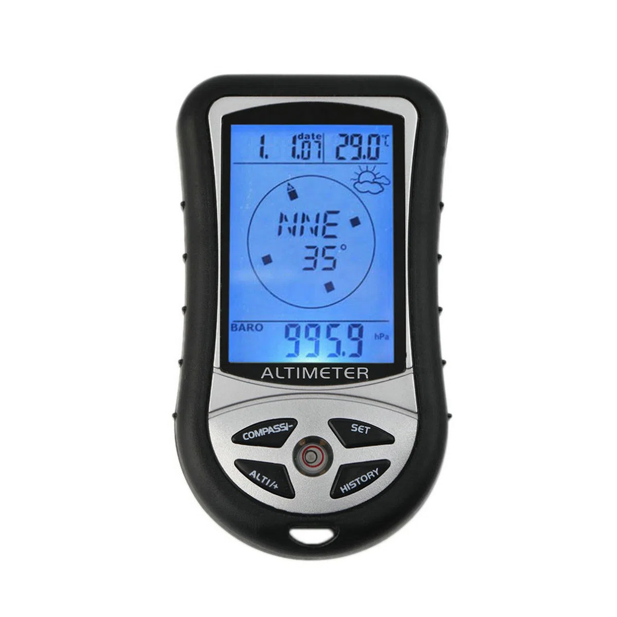 Gudoqi BrúJula de Altímetro Digital, Multifunción 8 en 1 con Retroiluminación, Indicador de Tendencia Climática, Reloj Calendario, Medición de Altitud, Termómetro Barómetro para Deportes al Aire Libre