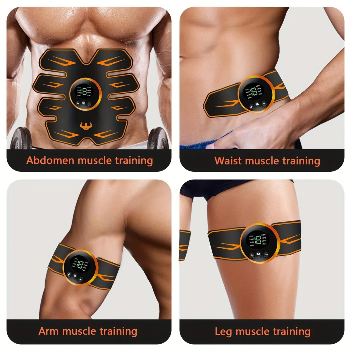 WUGEIN Interior y Exterior EMS Electroestimulador Muscular,USB Recargable para Hombres Mujeres,8 Modos Entrenamiento Abdominal Entrenador,Muscular para Bdomen/Brazo/Piernas/Glúteos