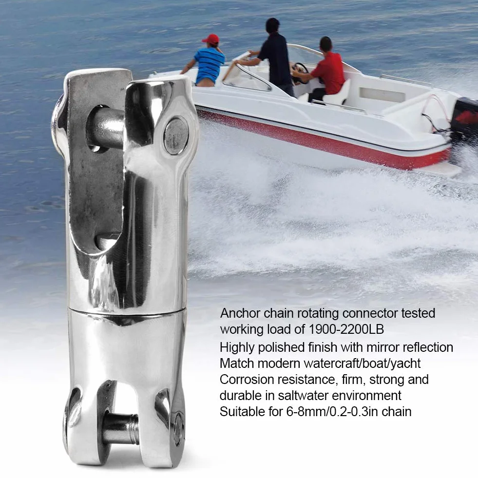 Conector de Ancla, Conector Giratorio de Ancla, Artículos de Mano para Barcos de Acero Inoxidable, Accesorio para Barcos para Cadena de 6 a 8 Mm