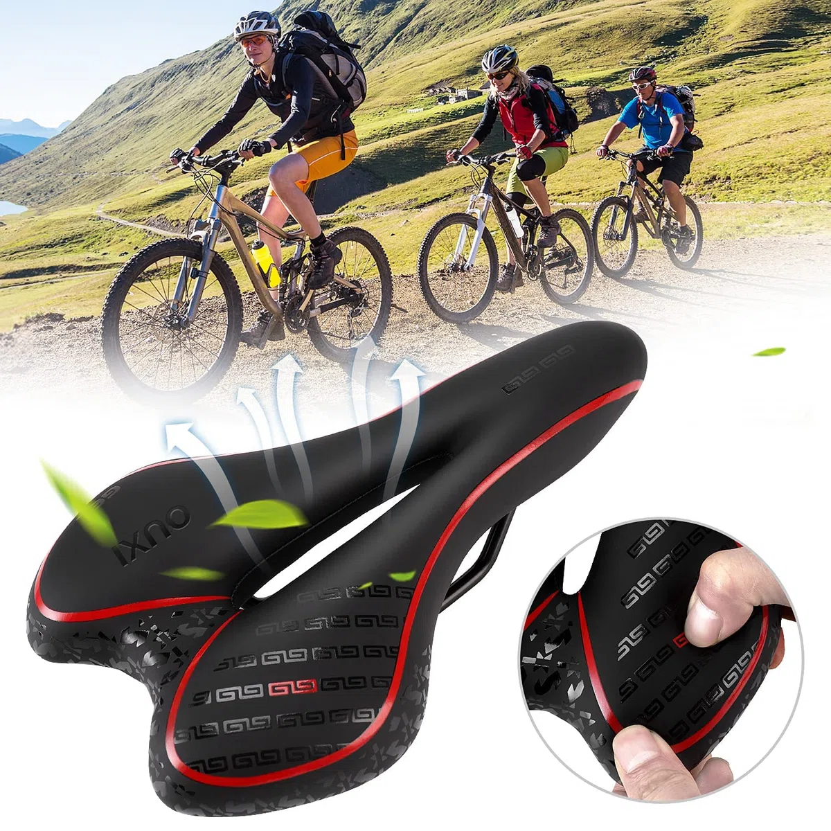 OUXI Sillín de Bicicleta de Gel, Cómodo y Ergonómico, Asiento de Bicicleta de Turismo, Adecuado para Hombre y Mujer, Bicicleta de Montaña, Bicicleta Estática, City Dirt E