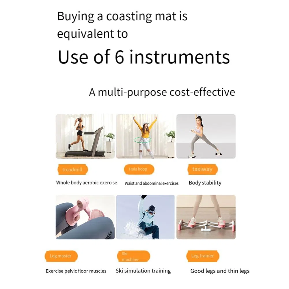 Alfombrilla deslizante para yoga, deportes, fitness, placa deslizante, ejercicio, correr, patinaje, entrenamiento de piernas, equipo de gimnasio, fácil de instalar, naranja, 140 cm