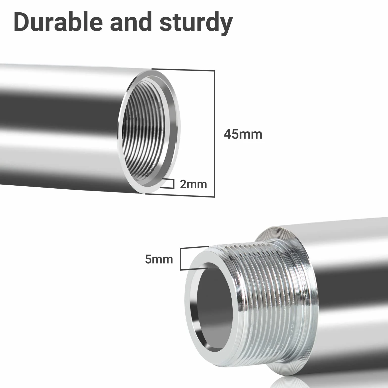 Leogreen 250mm Extensión de Barra de Baile, Tubo de Extensión para Pole Dance Profesional 45mm, polo dentante accesorios