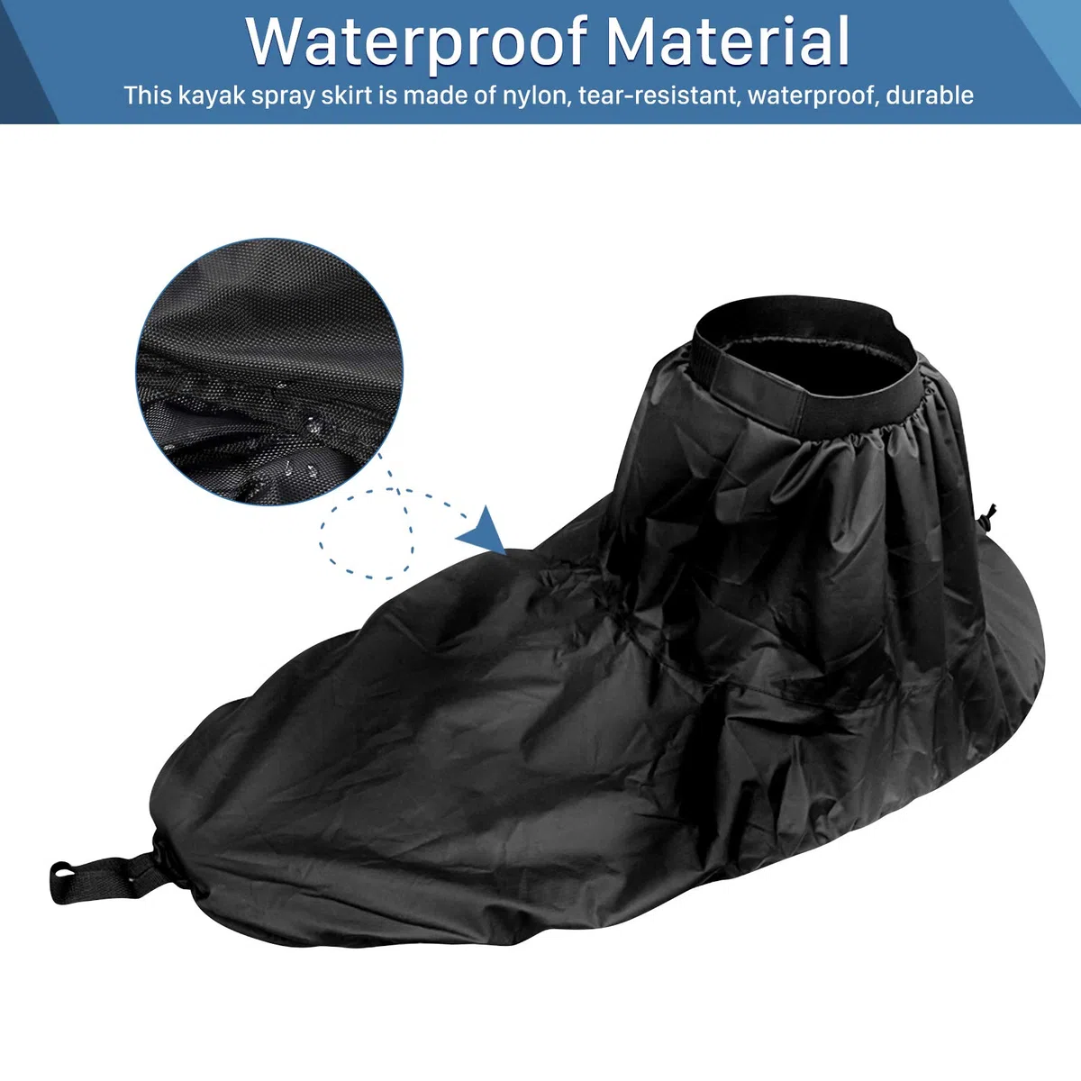 Yosoo - Falda de rociado de Kayak, Falda de rociado Universal para Kayak y Accesorios de Cubierta de Falda de Canoa Impermeable para Sentarse en el Interior de los Kayaks(Negro)